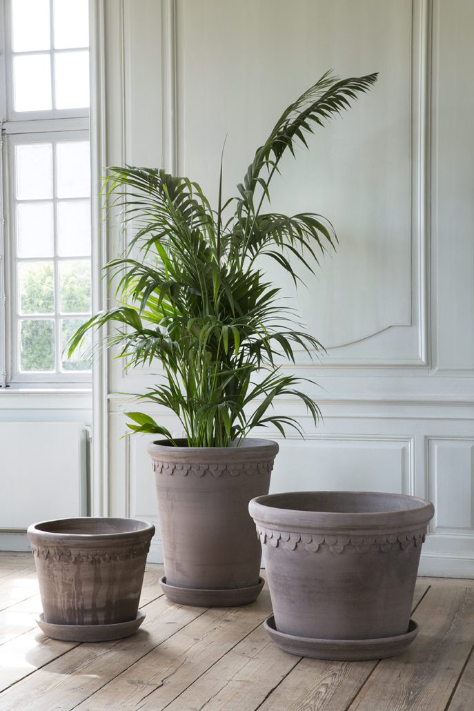 large grey plant pots indoor Large Copenhagen & Saucer D 60 H 68 / Grey
