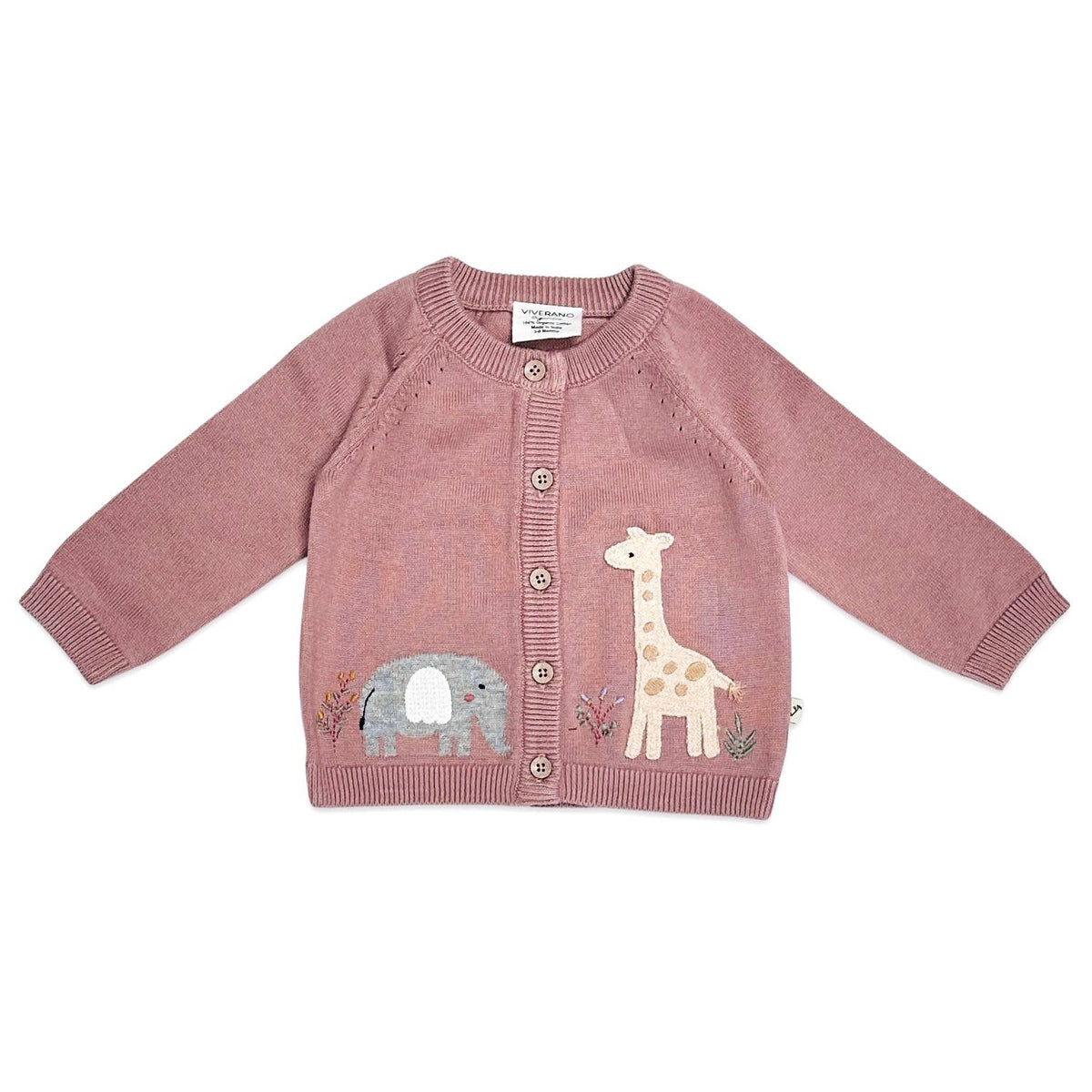 Elephant Giraffe Baby Cardigan Sweater (Organic) – Lichen or Knot