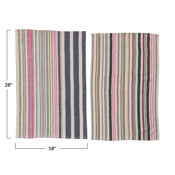 Striped Woven Cotton Tea Towel, Multi Color