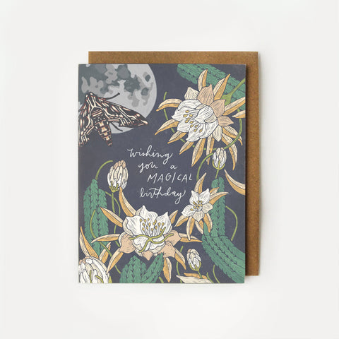 Magical Birthday Card - Night Blooming Cereus + Sphinx Moth: Zero Waste, NO Packaging