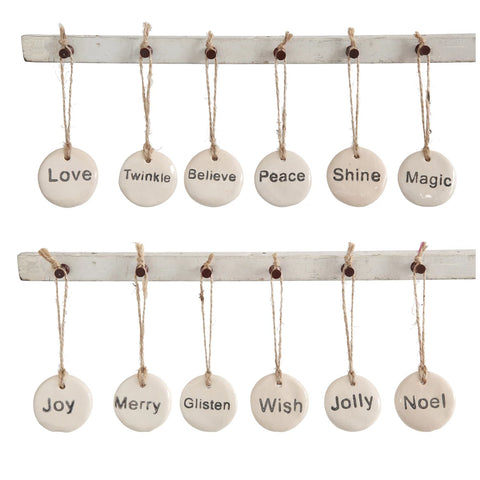 Tag Ornament with Holiday Word, 12 Styles