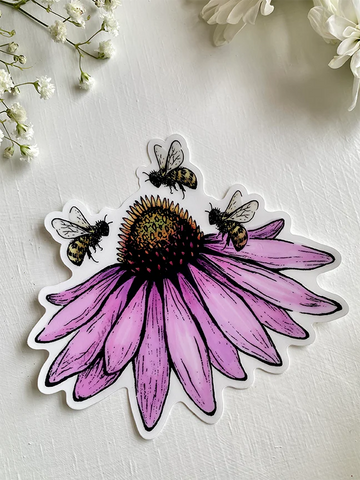 Sticker Echinacea & Bees