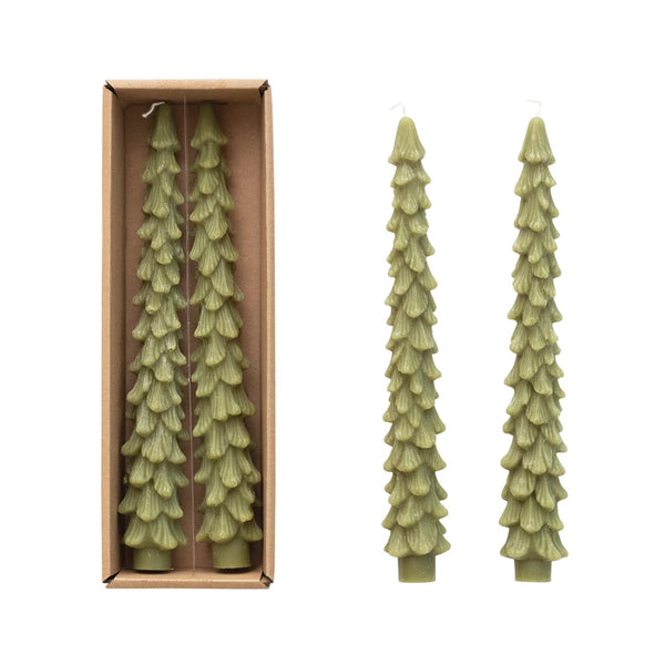 Large Unscented Tree Shaped Taper Candles, Set of 2