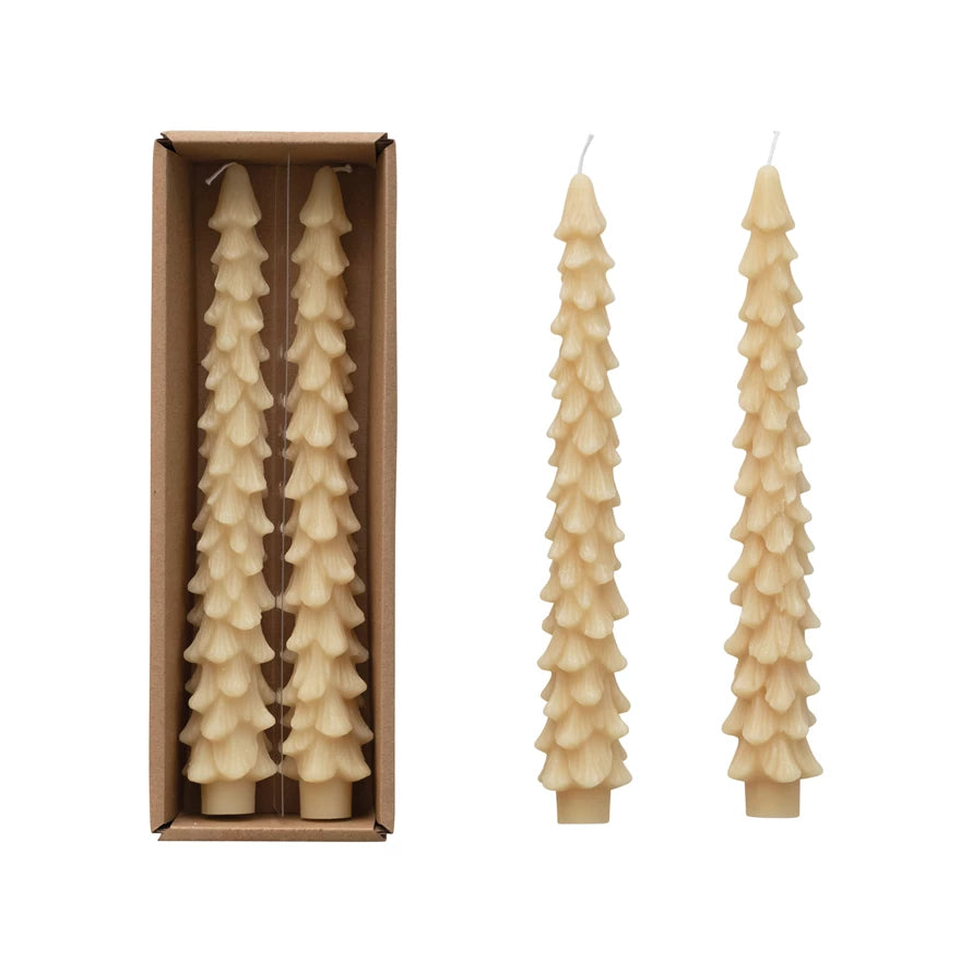 XL Pinecone Taper (Set of 2) in Unscented Paraffin Natural Honey