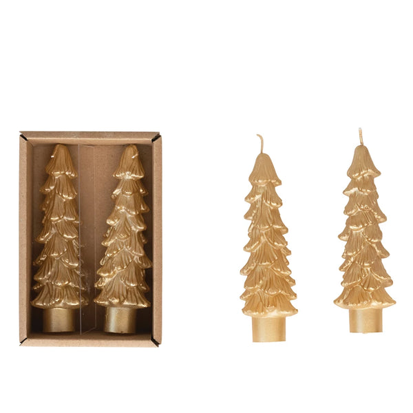 Small Unscented Tree Shaped Taper Candles, Set of 2