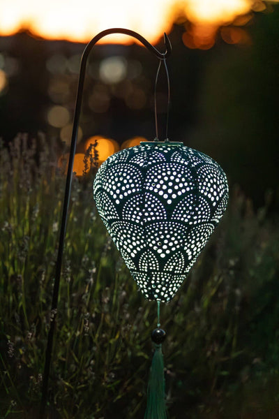 Stella Tassel 29.5" Balloon Solar Lantern - Jade