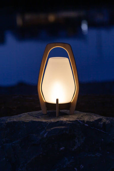 Portable Wood & Glass LED Drifter Lantern - 12.25" Bronze