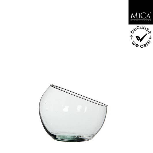 Recycled Handblown Open Moon Terrarium Glass Vase (6.5" x6")