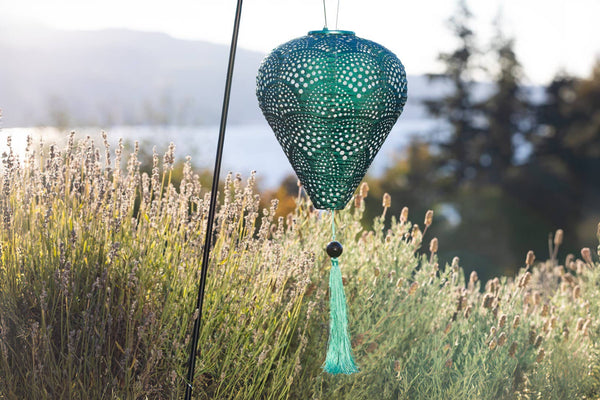 Stella Tassel 29.5" Balloon Solar Lantern - Jade