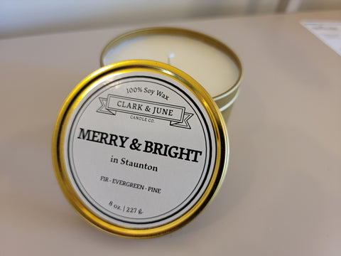 Merry + Bright Staunton Tin Candle