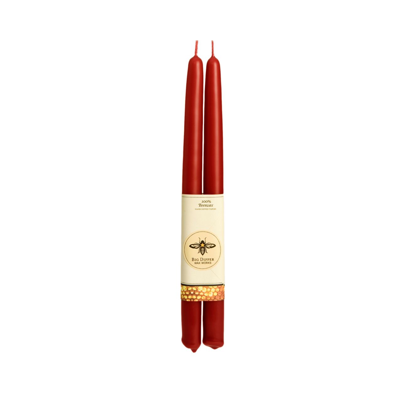 100% Pure Beeswax Tapers: Red / Standard (12" x 7/8")