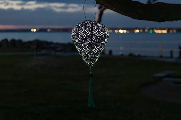 Stella Tassel 29.5" Balloon Solar Lantern - Jade
