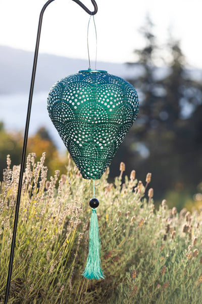 Stella Tassel 29.5" Balloon Solar Lantern - Jade