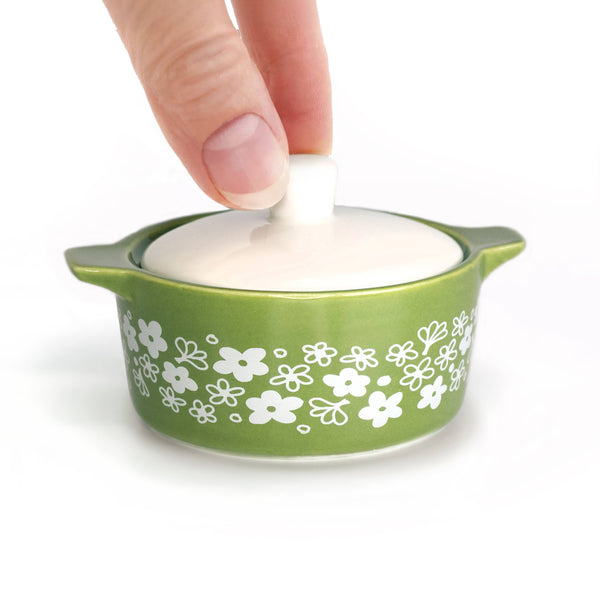 Pyrex-Inspired Spring Blossom Casserole Ceramic Trinket Box