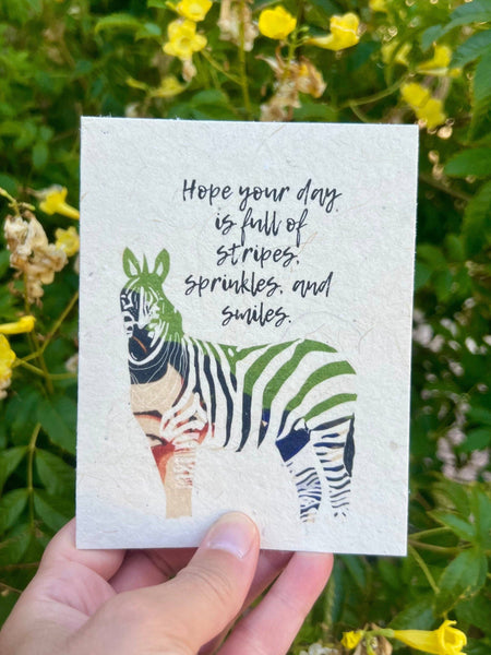 Hand-Drawn Art Plantable Greeting Card for All Occasions on Handmade Seed Paper - TEST