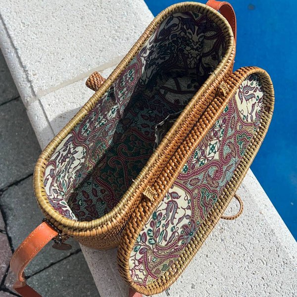 Ata Vine Crossbody Woven Tote Bag with Flat Top