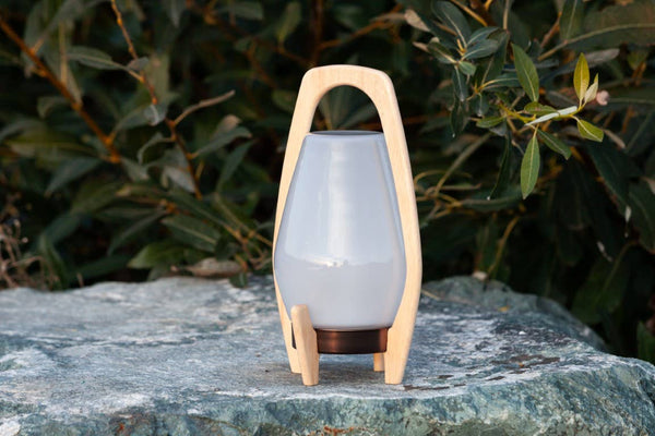 Portable Wood & Glass LED Drifter Lantern - 12.25" Bronze