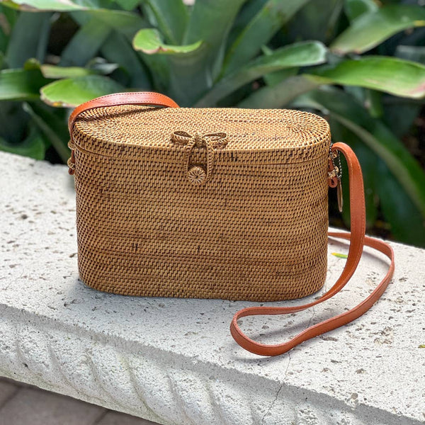 Ata Vine Crossbody Woven Tote Bag with Flat Top