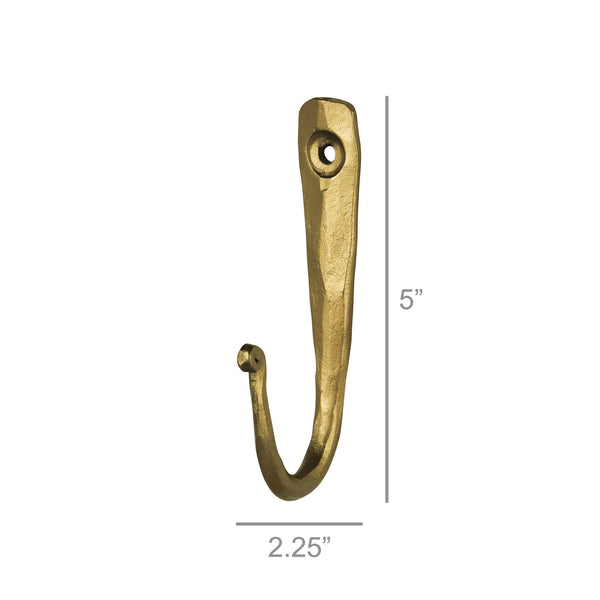 Ridge Wall Hook, Brass