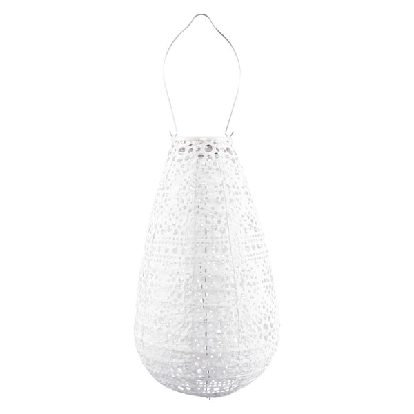 Stella Blossom 14" Teardrop Solar Lantern - Pearl