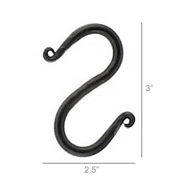 Forged Iron Link S Hook - 3 in - Antique Black