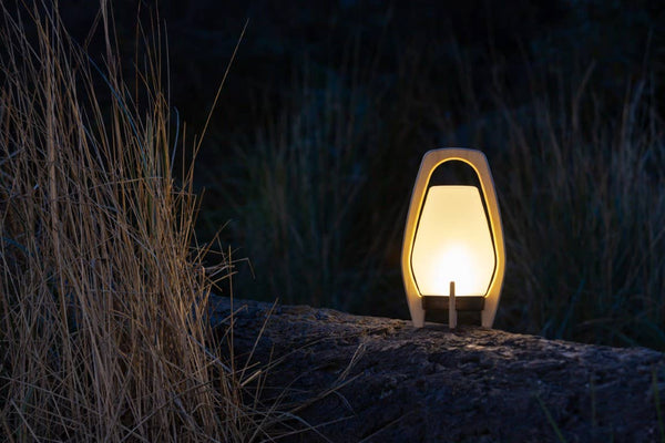 Portable Wood & Glass LED Drifter Lantern - 12.25" Bronze