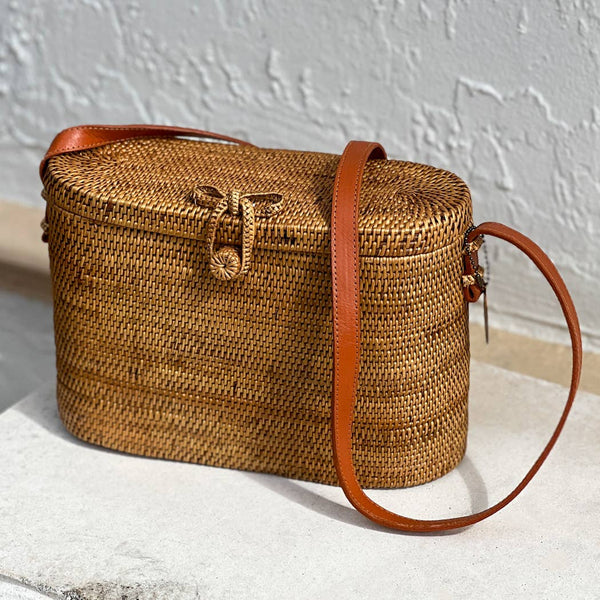 Ata Vine Crossbody Woven Tote Bag with Flat Top