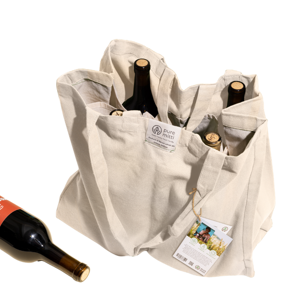 Multi-Pocket 100% Cotton Grocery Tote – Natural