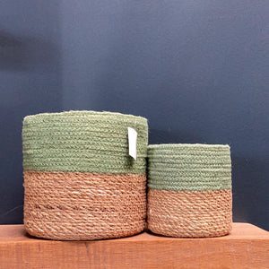 Seagrass Jute Potcover (Green braided)