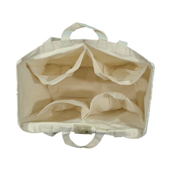 Multi-Pocket 100% Cotton Grocery Tote – Natural