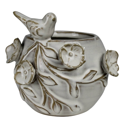 Vase w/ Flowers and Bird