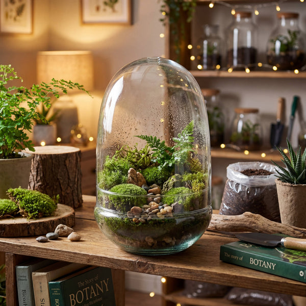 Recycled Handblown Terrarium Glass Cover Vase (7.5" x 12")