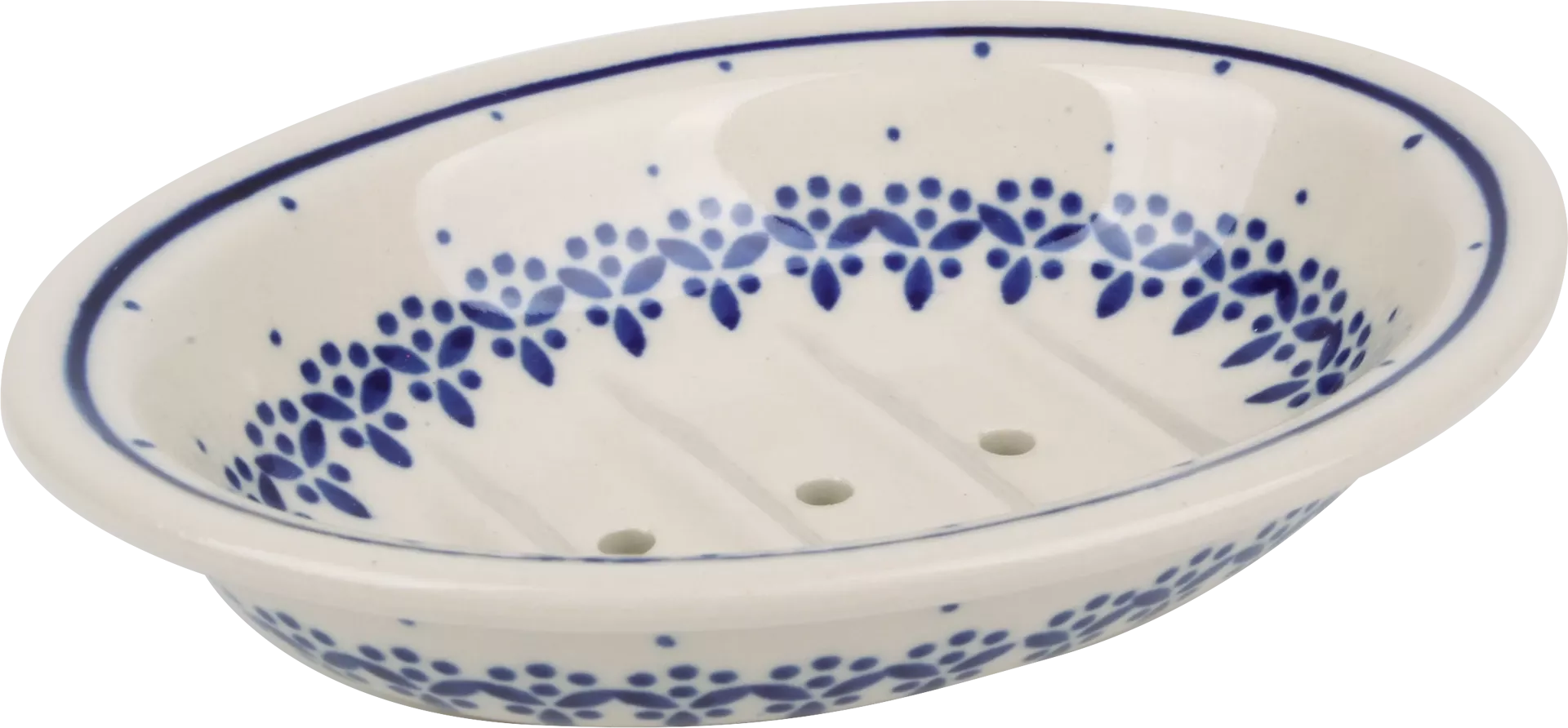 Blue/White Oval Ceramic Soap Dish