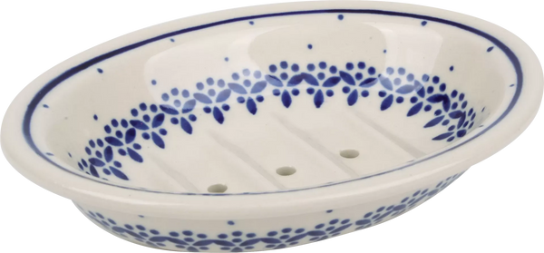 Blue/White Oval Ceramic Soap Dish