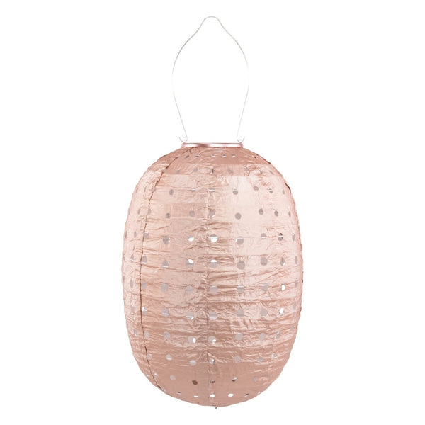 Stella Swiss Dot 14" Barrel Solar Lantern - Rose'