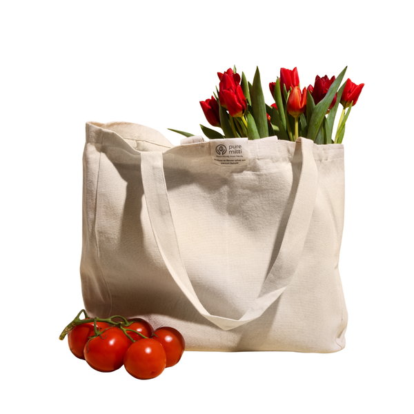 Multi-Pocket 100% Cotton Grocery Tote – Natural