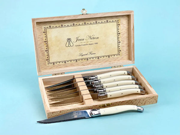 Laguiole Platine Quality Ivory Knives (Set of Six)