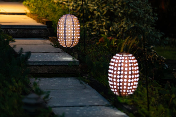 Stella Swiss Dot 14" Barrel Solar Lantern - Rose'