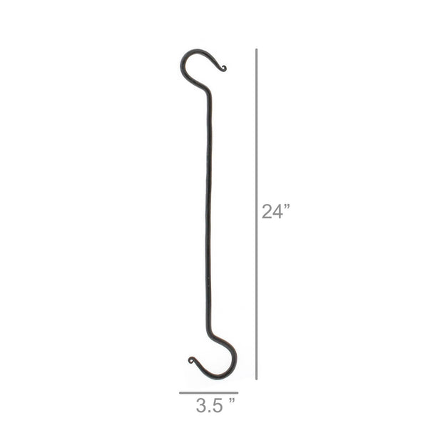 Forged Iron Link S Hook - 24 in - Antique Black