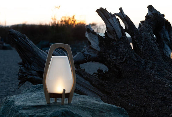 Portable Wood & Glass LED Drifter Lantern - 12.25" Bronze
