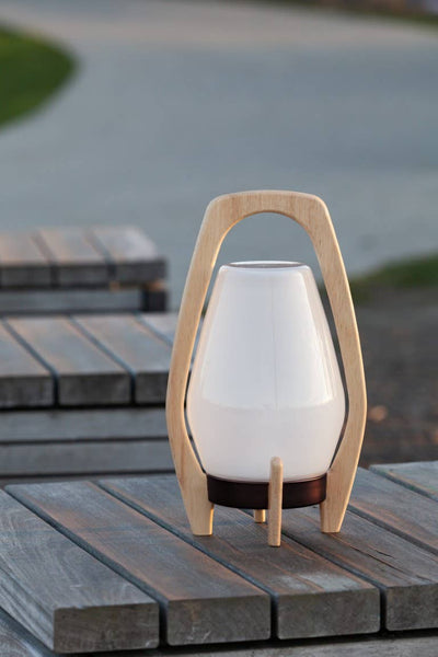 Portable Wood & Glass LED Drifter Lantern - 12.25" Bronze