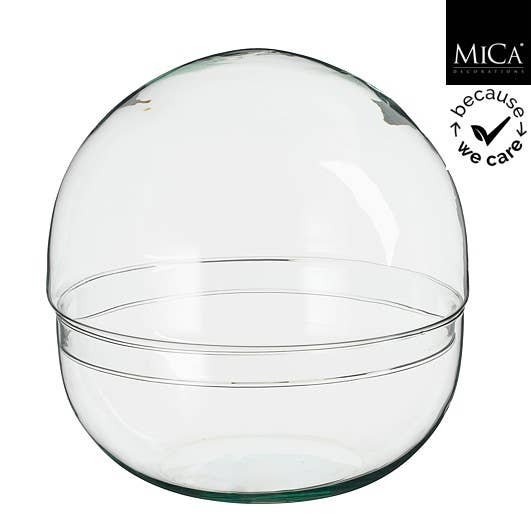 Recycled Handblown Terrarium Closed Glass Vase (11" x 11")