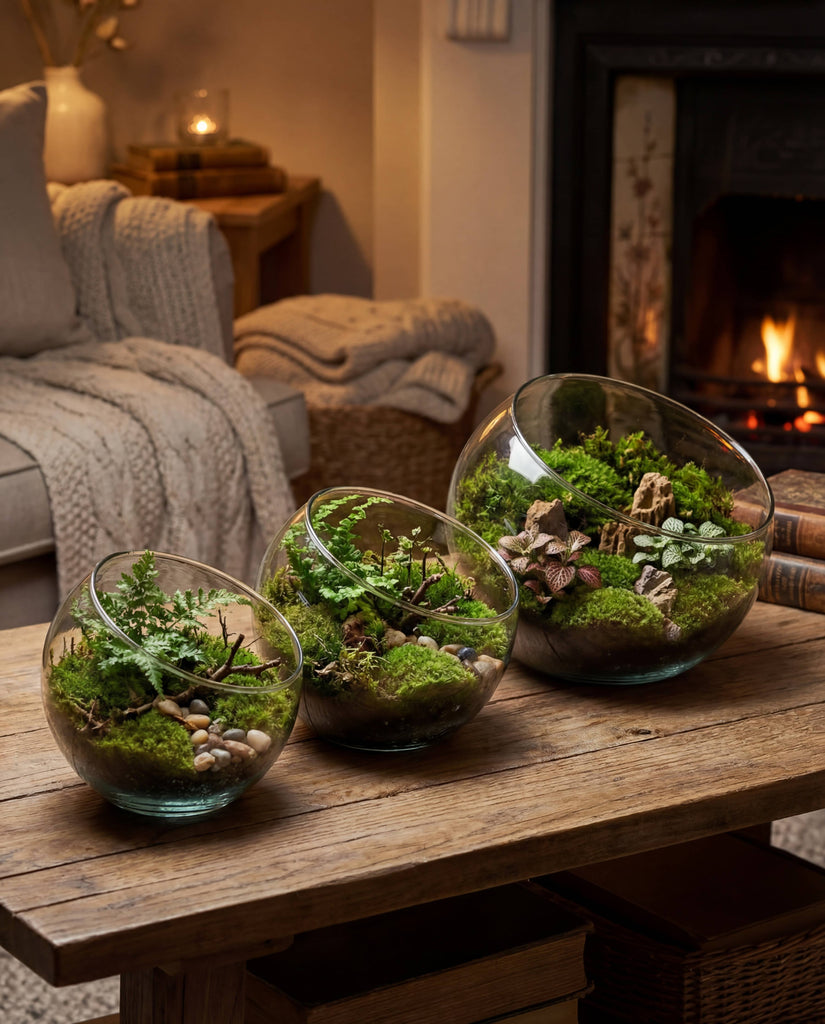 indoor plants in glass bowl Recycled Handblown Open Moon Terrarium Glass Vase (9.5" x8") – Lichen or Knot Plant Company LLC