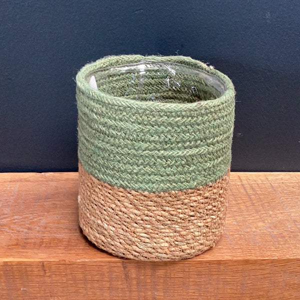 Seagrass Jute Potcover (Green braided)