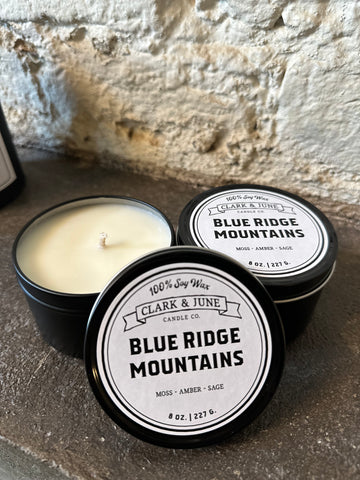 Blue Ridge Mountains Tin Candle