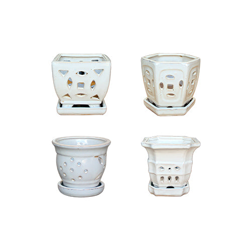 5″ White Orchid Pot - Assortment