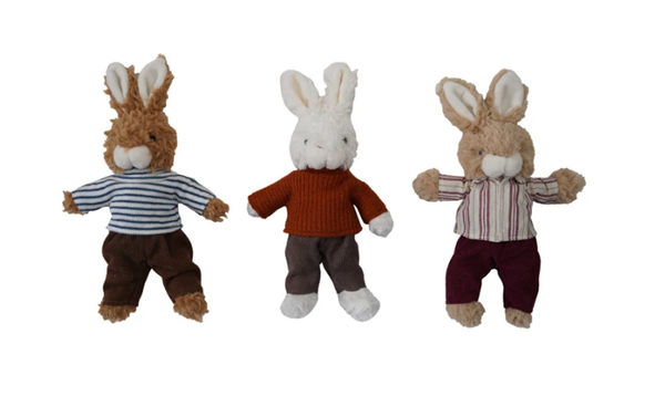 Plush Bunny in Clothes, 3 Styles