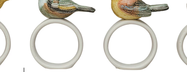 Napkin Ring w/ Perched Bird, 4 Styles