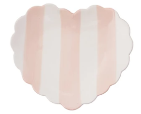 Hand-Painted Stoneware Striped Heart Shaped Dish, 4 Colors
