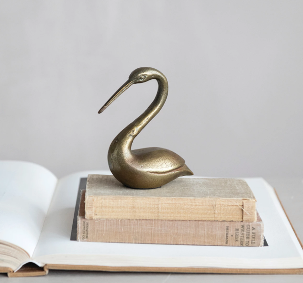 Cast Aluminum Bird, Antique Brass